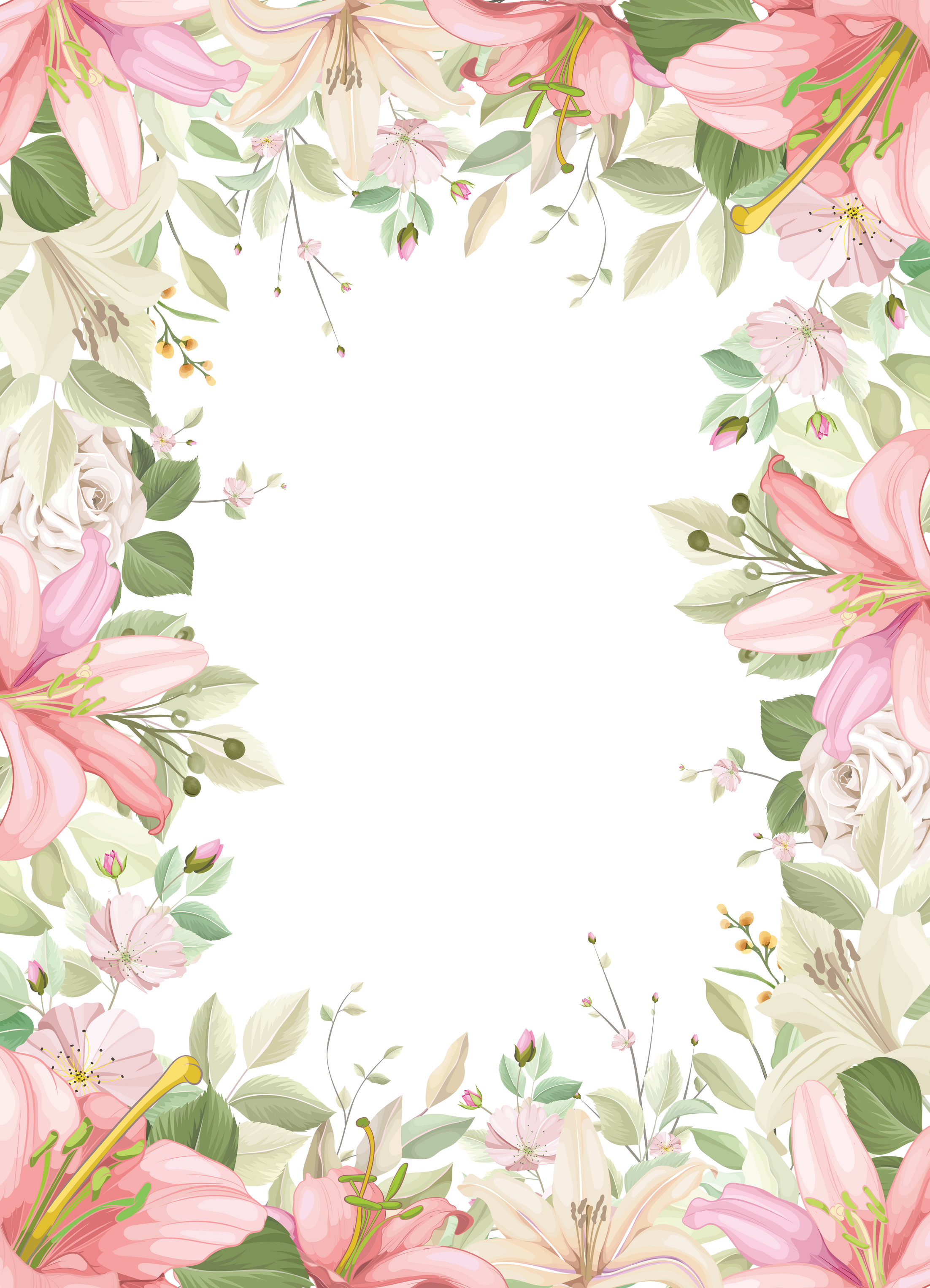 flower frame of lily hand drawn illustration